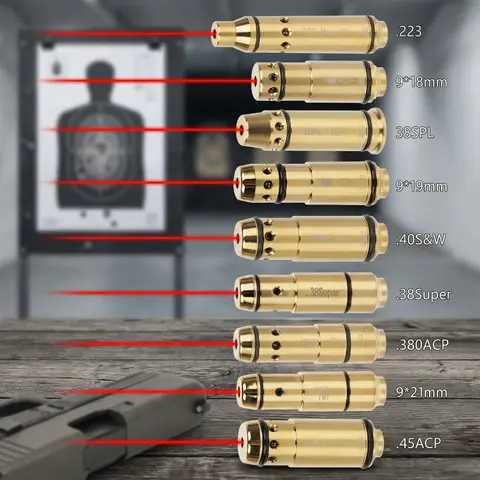 Tactical Dry Fire Laser Training Cartridge Red Dot Bore Sighter Laser Bullet for Shooting Competition Hunting Practice 9mm .223