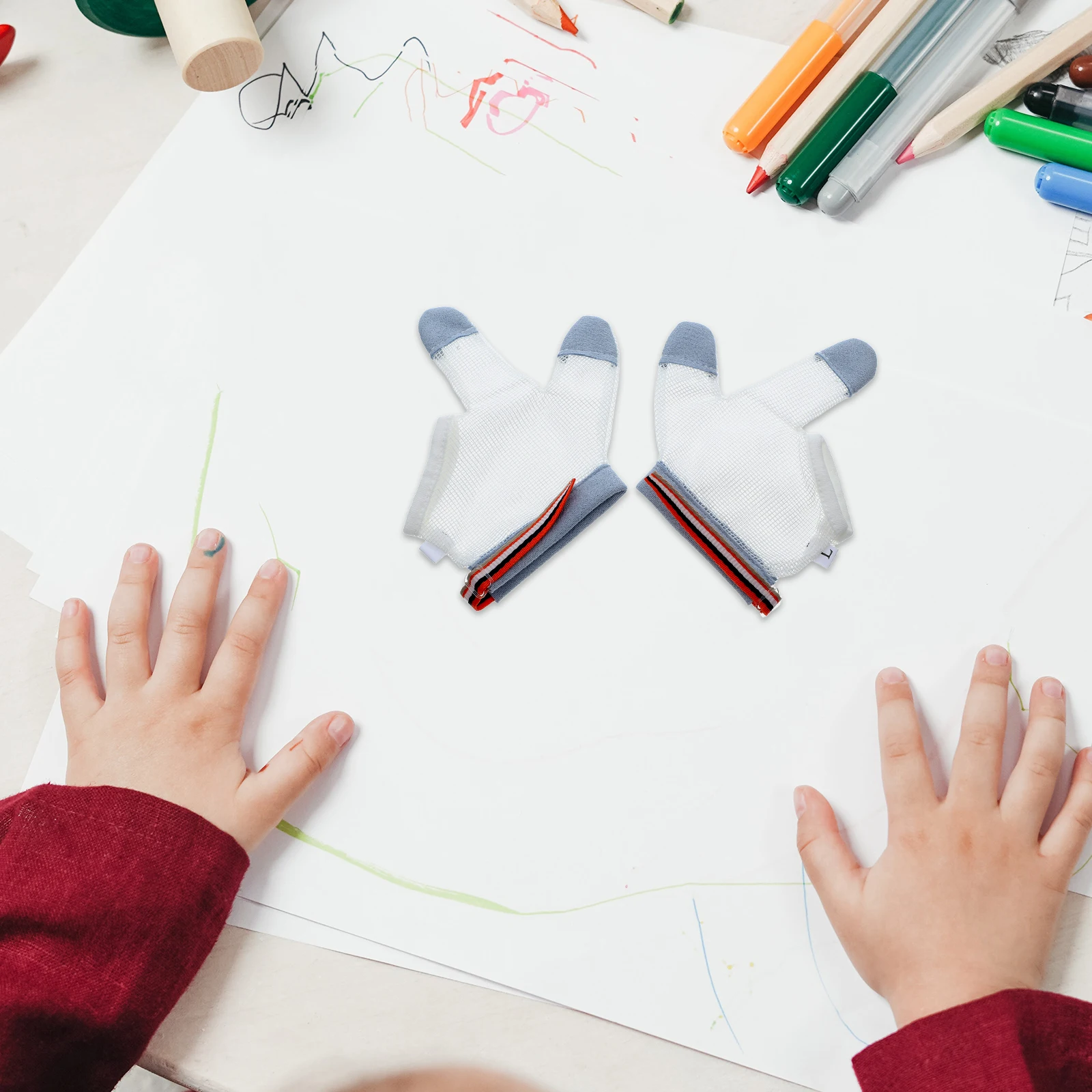 

1 Pair Anti-Eating Hand Gloves Baby Teething Mittens Half-Finger Breathable Nylon Gloves For Infant Toddler Newborn Kids Outdoor