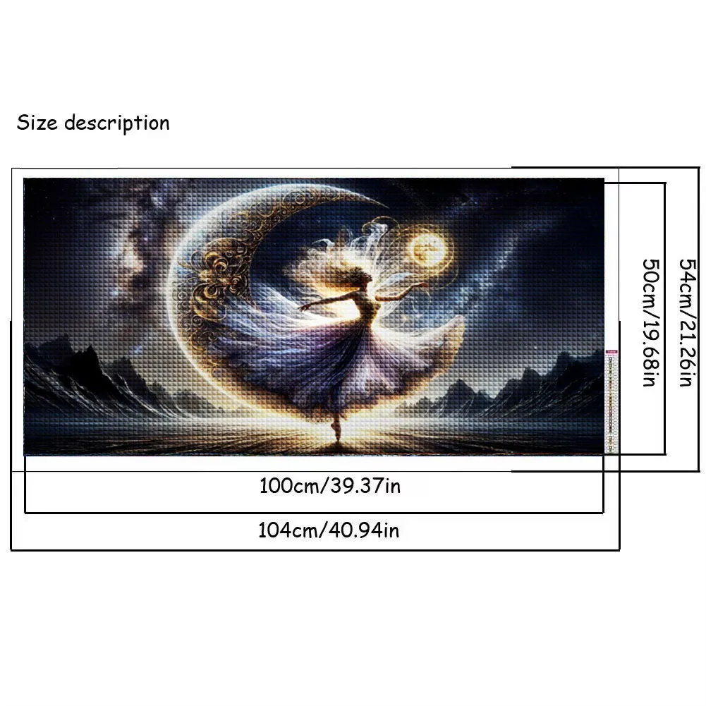 surreal, graceful,ethereal beautiful woman figure dancing within moon.diy 5d Diamond Painting Kits Mosaic Embroidery large size