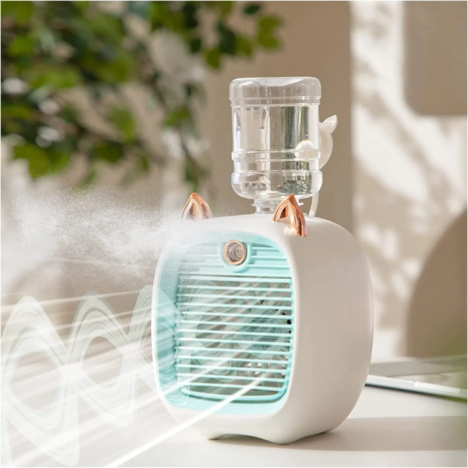 พัดลมเครื่องปรับอากาศแบบพกพา พัดลมเครื่องปรับอากาศระบายความร้อนด้วยน้ําขนาดเล็ก ชาร์จ USB เครื่องทําความเย็นแบบระเหยเป็นมิตรกับสิ่งแวดล้อมพร้อม S