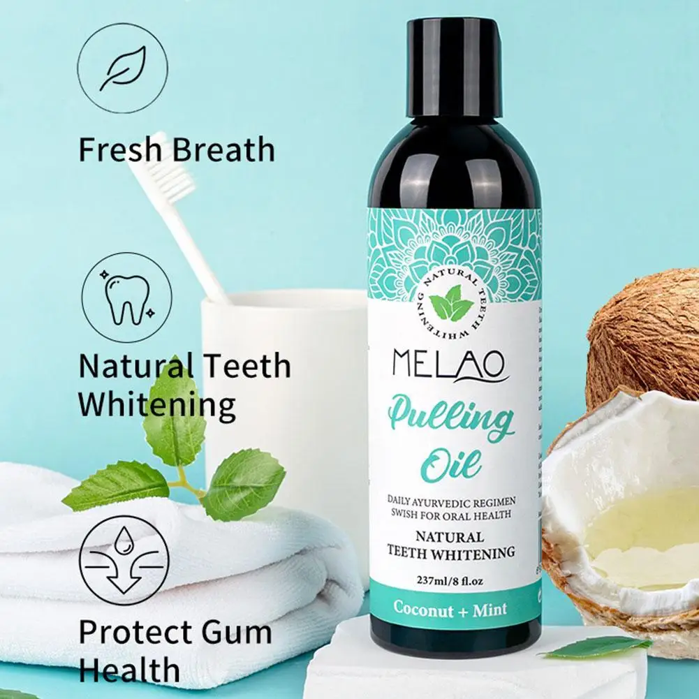 

237ML Coconut Mint Pulling Oil Mouthwash Alcohol-free Mouth Teeth Oral Care Health Fresh Whitening Breath