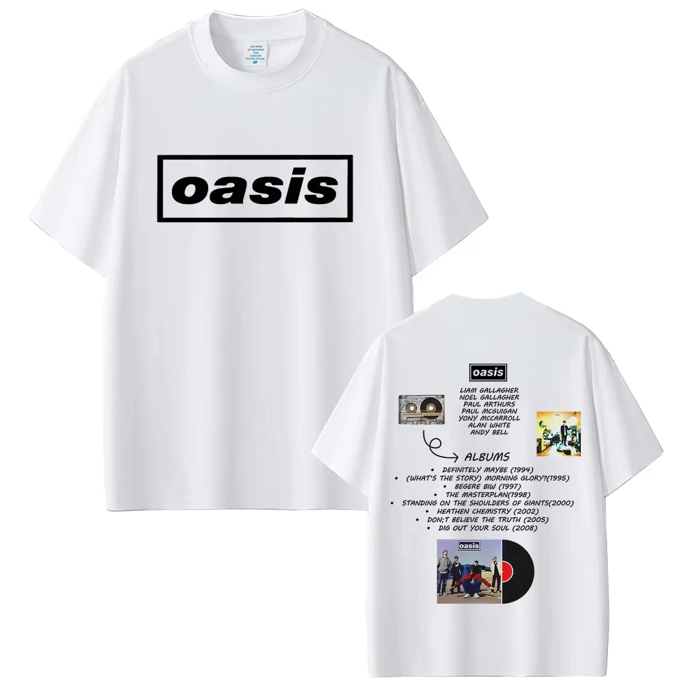 O-Oasis T Shirt British Rock Band T Shirts Men's Women Casual Oversized T-shirt Men's High Quality Cotton Short Sleeve T-shirts