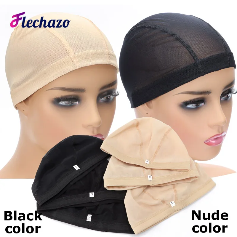 Large Medium Small 6PCS/Lot Nude Wig Making Cap Black Mesh Dome Caps For Wigs Stretch Breathable Spandex Dome Cap for Women