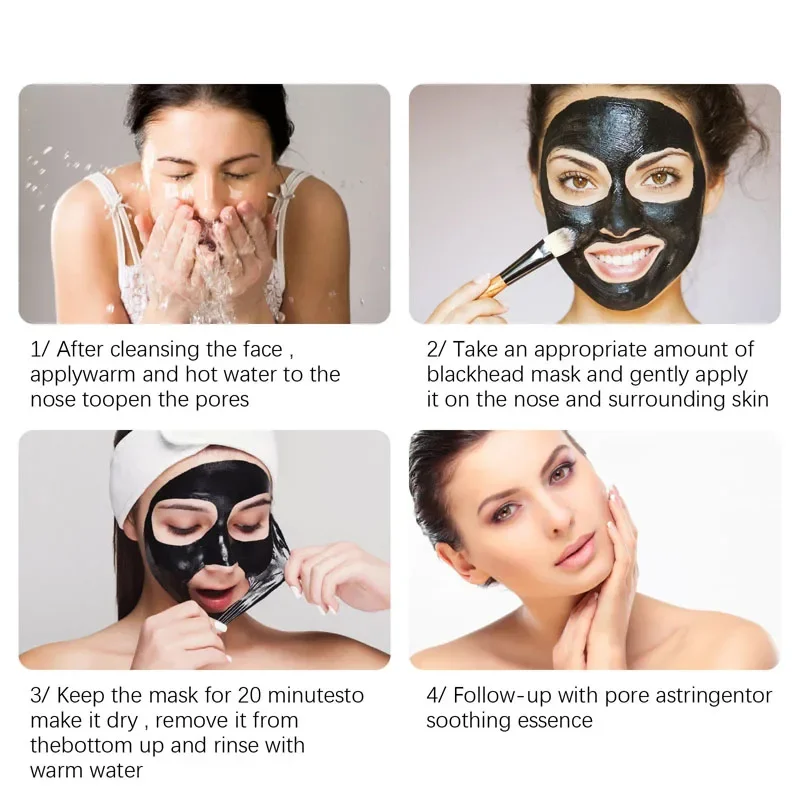 10pc Blackhead Removal Mask Oil-Control Shrink Pores Acne Treatment Nose Cleansing Facial Skin Care Black Head Peel Off Mask Gel