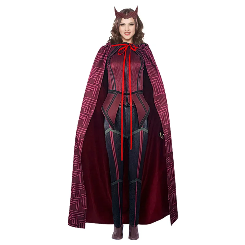 Cafele Wanda Vision Scarlet Witch Cosplay Costume For Women Carnival Suit Mask Custom Made Halloween Costume High Quality