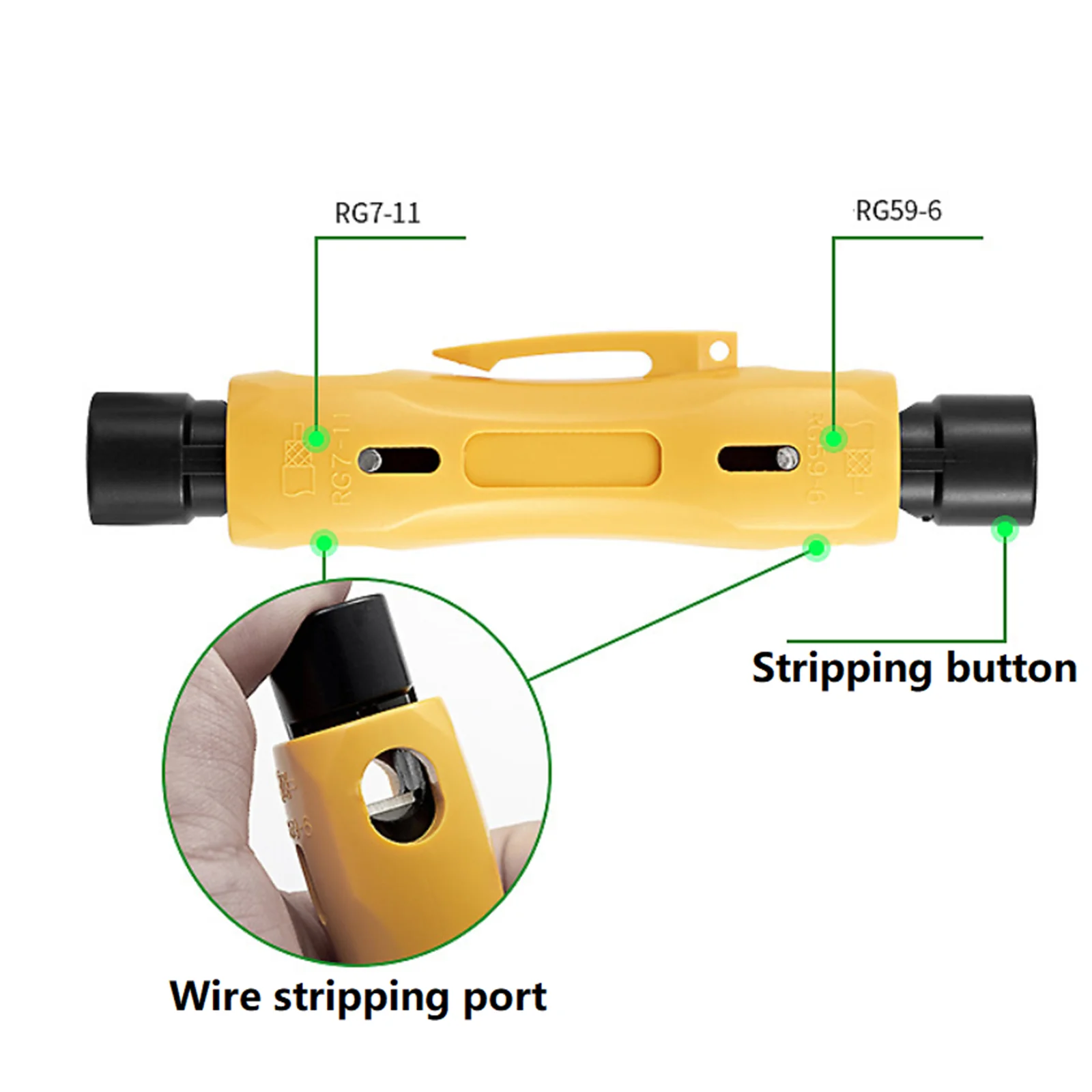RG59 RG6 RG11 RG7 Coaxial Cable Stripper Pen Multi-Function Rotary Coax Stripping Tool with SK-5 Blade & Pocket Clip