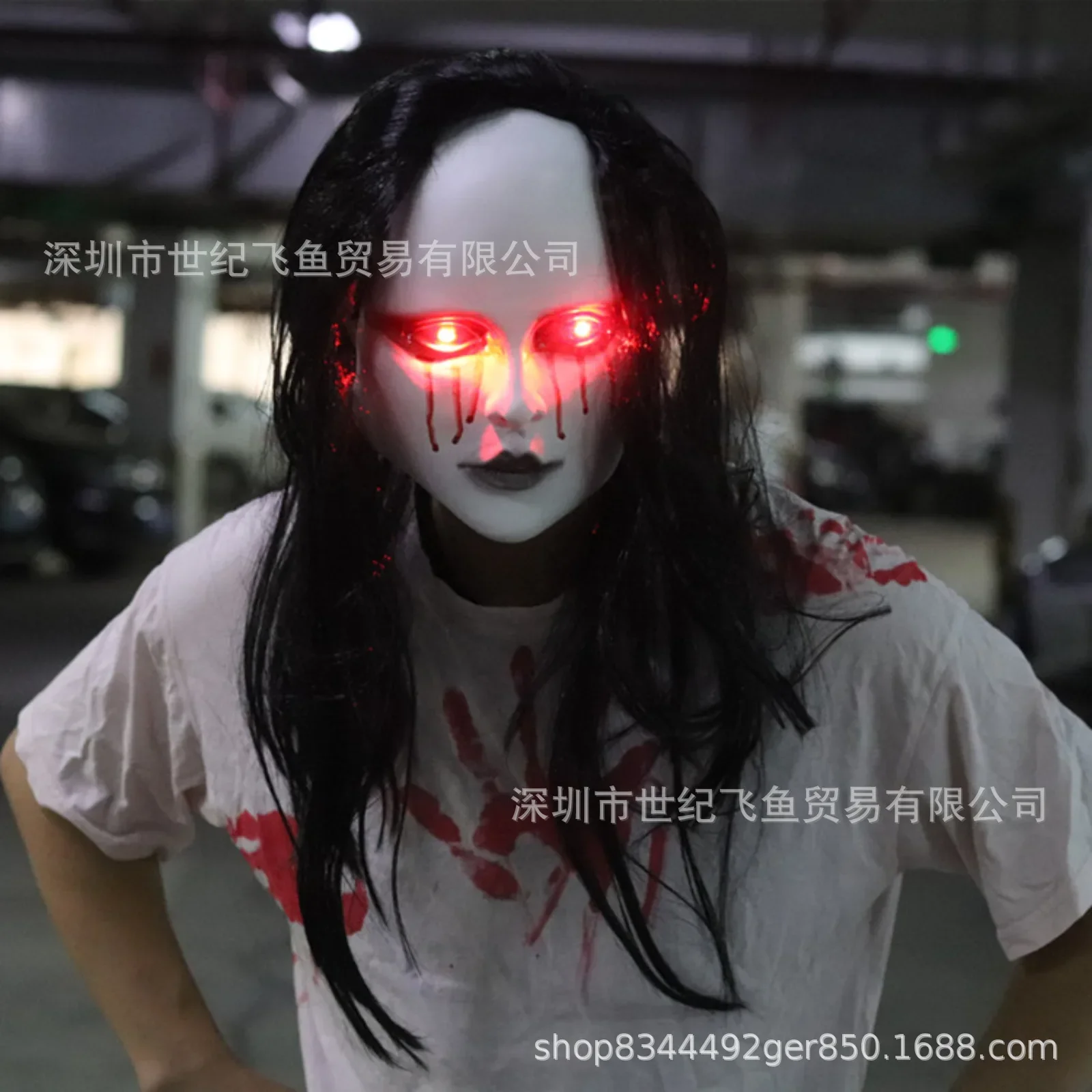 2025年ハロウィンホラー鬼面マスク、光る目、怖い血まみれの悪魔のフード、脱出、お化け屋敷の小道具、怖いコスチューム＆アクセサリー