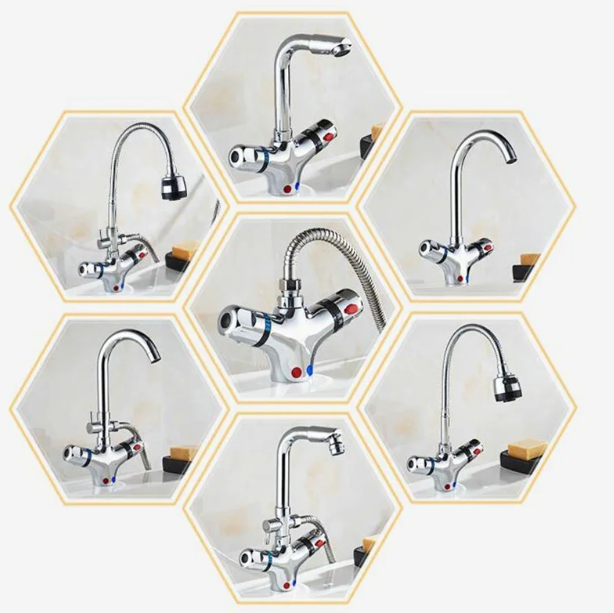 constant temperature Bathroom Faucets Kitchen Faucet Bath Tub Hot Cold Mixer Tap Faucet Brass 360 Swivel Basin Faucets