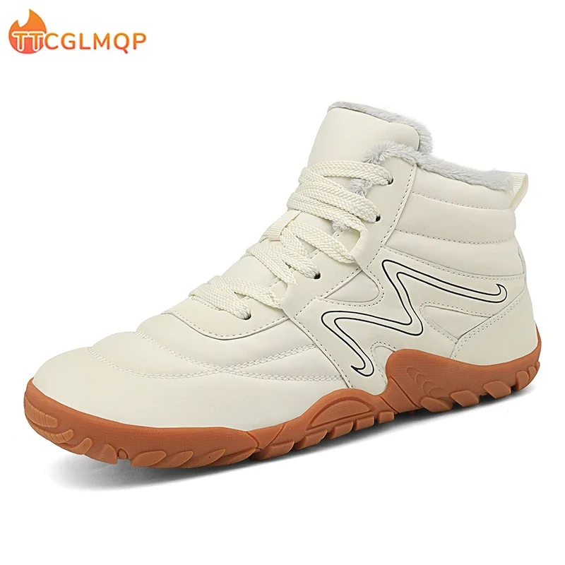 New Winter Boots For Men Snow BareFoot Outdoor Non-slip Warm Fur Casual Sneakers Plus Size Lightweight Ankle Boots Hiking Shoes