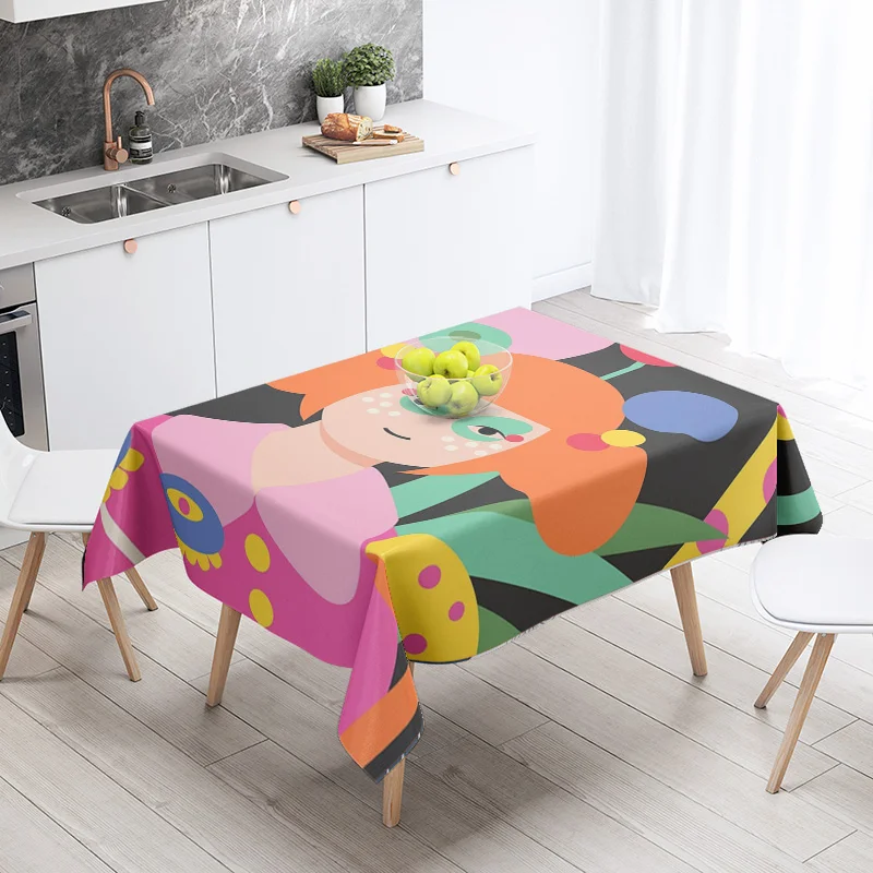 Morandi Ins Style Tablecloth Abstract Art Design 2025 New Geometric Pattern Decorative Tablecloth for Coffee Shop