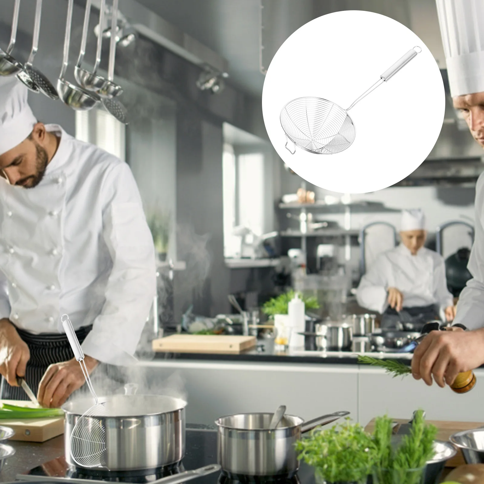 

1pc Stainless Steel Colander 16CM Heat Resistant Oil Filtering Skimmer for Pasta Noodles Cooking Strainer Spoon Kitchen Tool