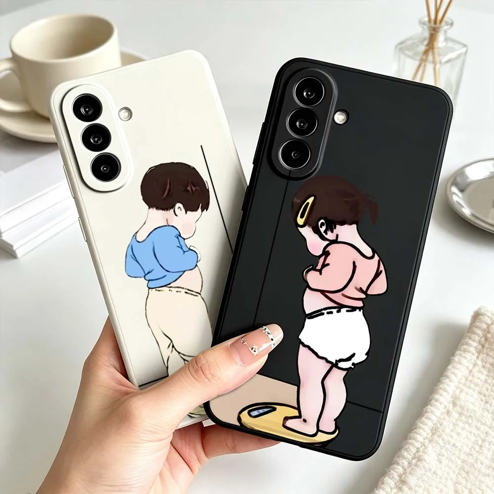Cartoon Fun Fat Kids For Samsung Galaxy A71 A56 A55 A54 A53 A51 A17 A16 A07 A06 Soft Silicone Liquid Phone Case Cover