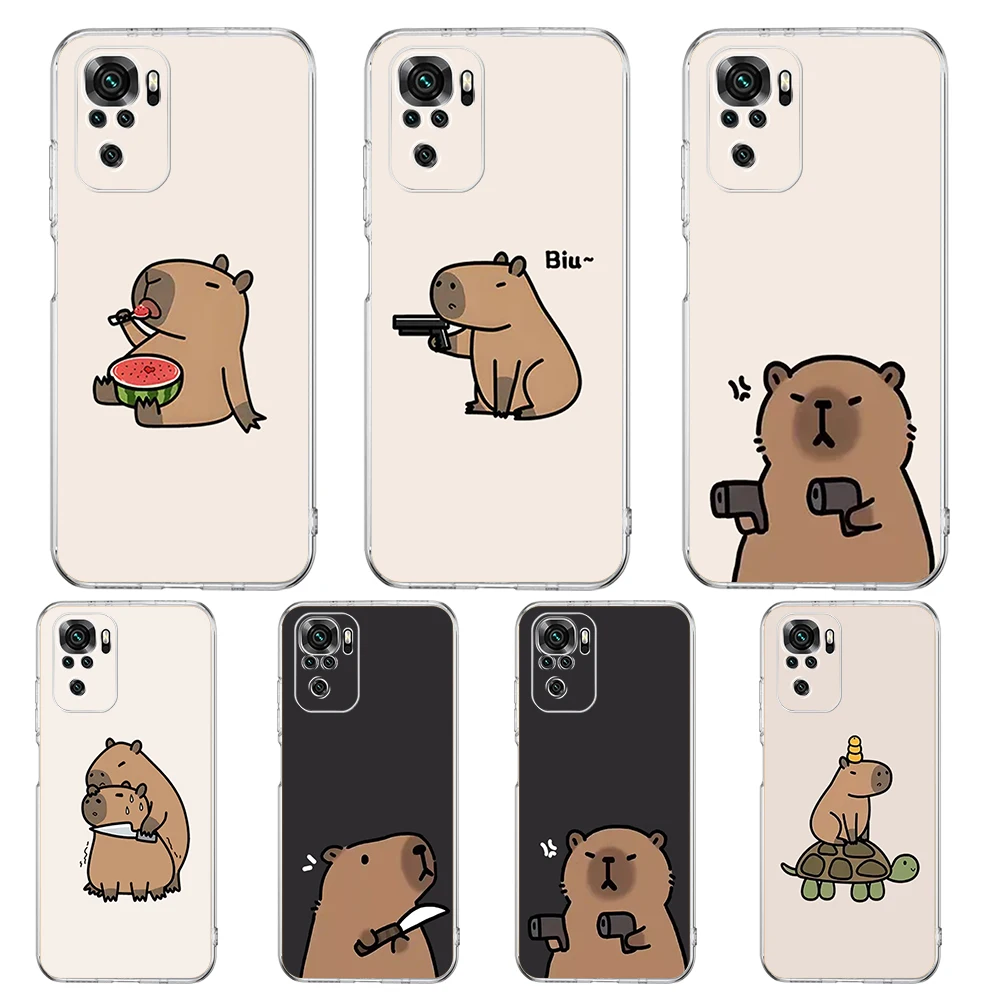 Cute Capybara Phone Case For Xiaomi Redmi Note 14 13 12 5G 9S 9 10 11 Pro Plus 4G 9T 14C 13C 12C 10C 9C 9A Clear Cover