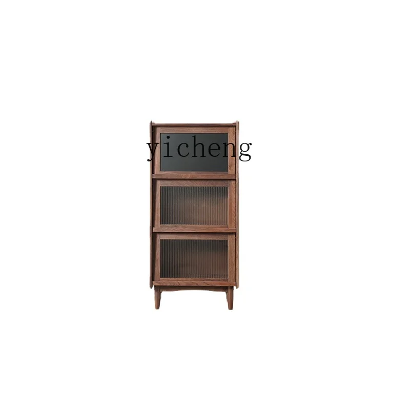 

ZK Furniture North American Black Walnut Solid Wood Magazine Cabinet Living Room Small Apartment Retro