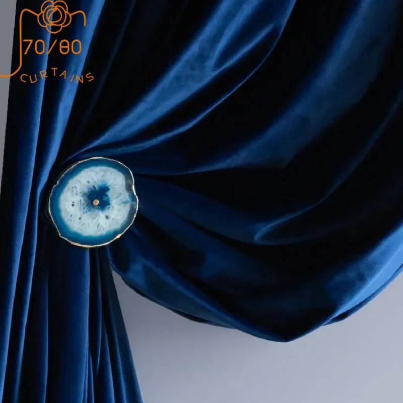 

Velvet Klein Sapphire Blue Velvet Curtains for Living Room Bedroom French Window Balcony Float Window Villa Custom
