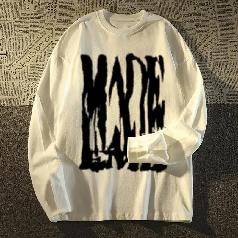 

ZAZOMDE Мужская хлопковая футболка с длинным рукавом в уличном стиле из мягкой дышащей ткани, минималистичная удобная посадка, повседневная повседневная одежда, всесезонная