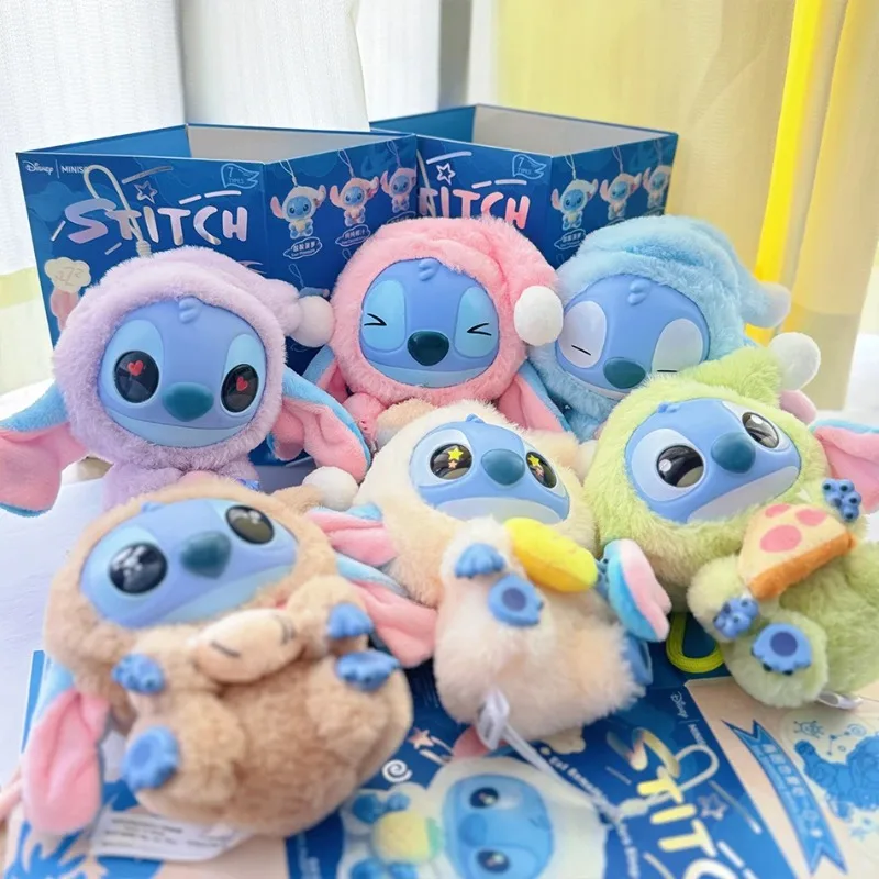 ディズニーの新しいステッチコレクション、ブラインドボックスビニールプラッシュペンダントバッグ、装飾キーホルダー、柔らかく可愛いおもちゃ人形、ギフト用オーナメント