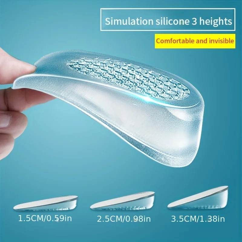 

Silicone Gel Height Increase Insole Heel Lifting Inserts Shoe Foot Care Protector Elastic Cushion Arch Support Insert for Unisex
