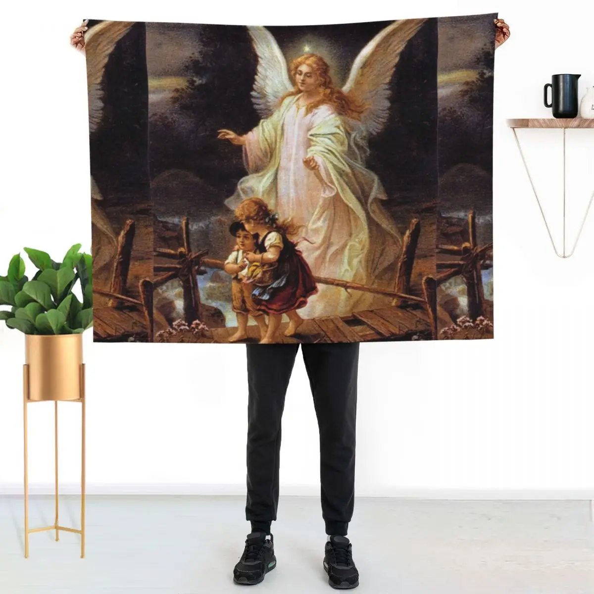 guardian angel Throw Blanket Large Plaid Bed Fashionable blankets ands Weighted Soft Blankets
