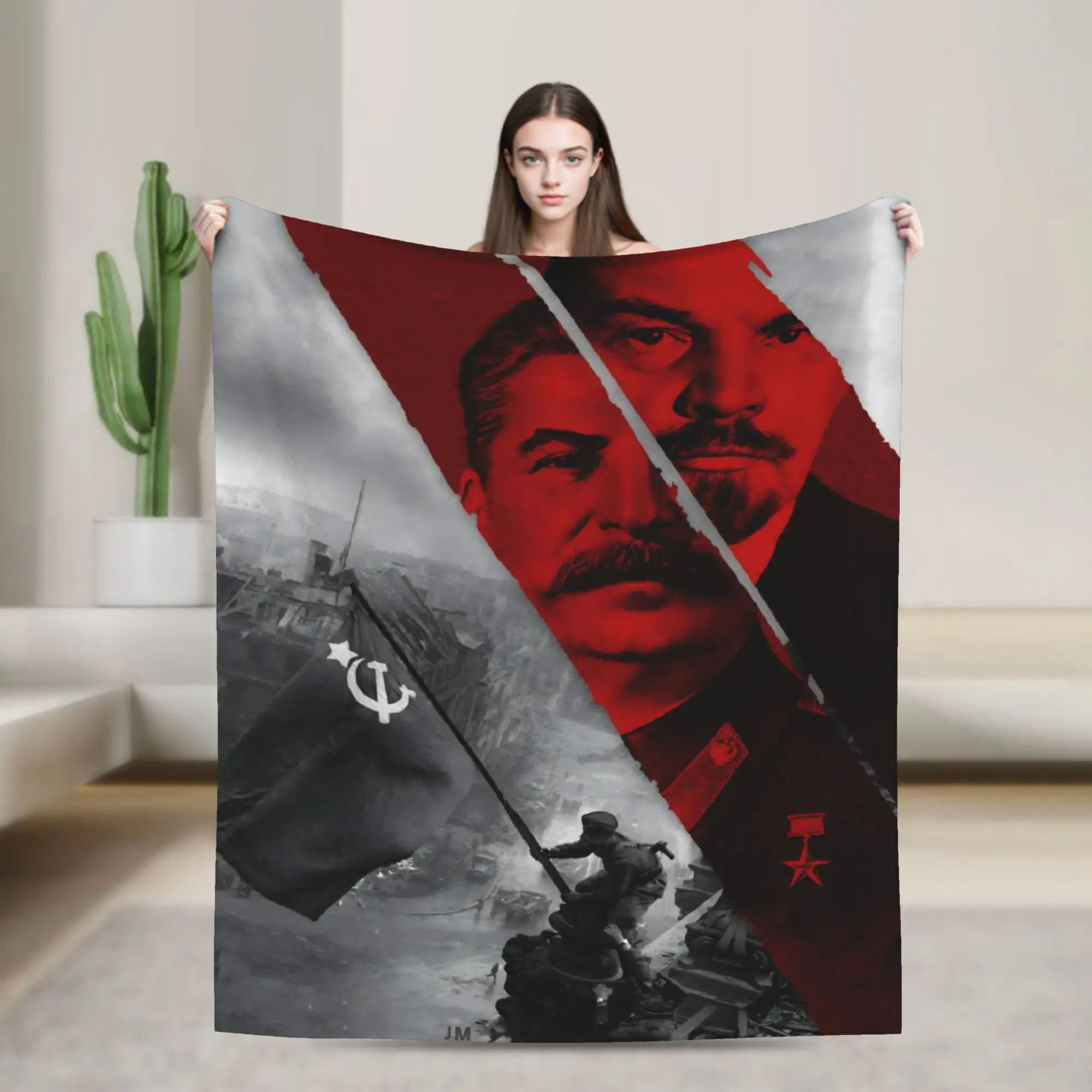 Lenin Joseph Stalin Throw Blanket for Couch  Fuzzy Soft Plush Blanket 50x60 Inch Multiple Sizes Bedspreads for All Seasons