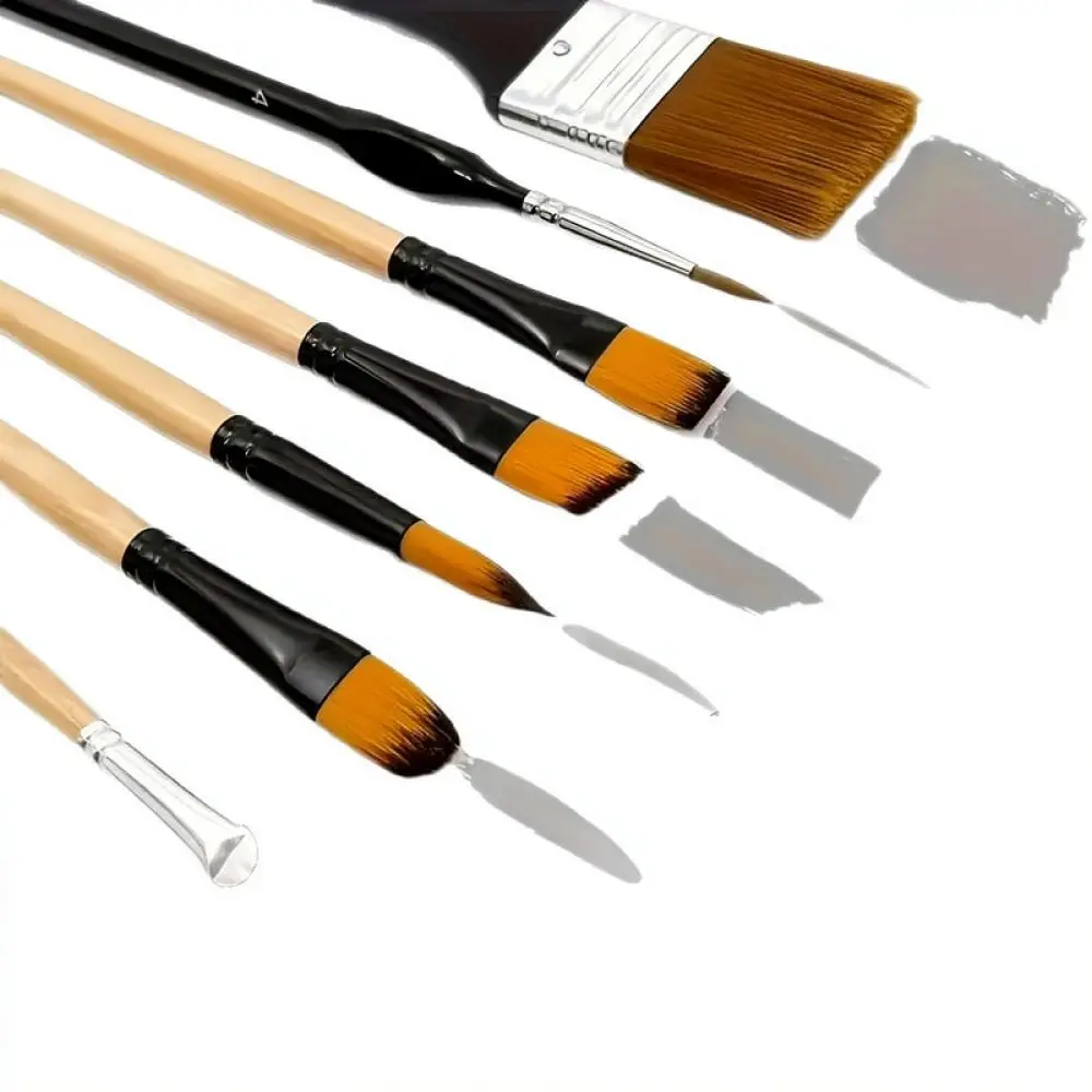 Professional Painting Brush Set Wooden Handle Nylon Hair Supplies For Artist Oil Acrylic Watercolor Wall Drawing Art