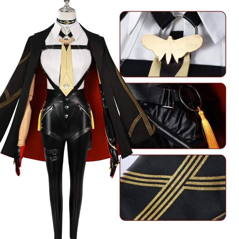 Zenless Zone Zero Game Cosplay Evelyn Chevalier Costume White Shirt Black Coat Full Set Women Cool Role Play Outfit Halloween