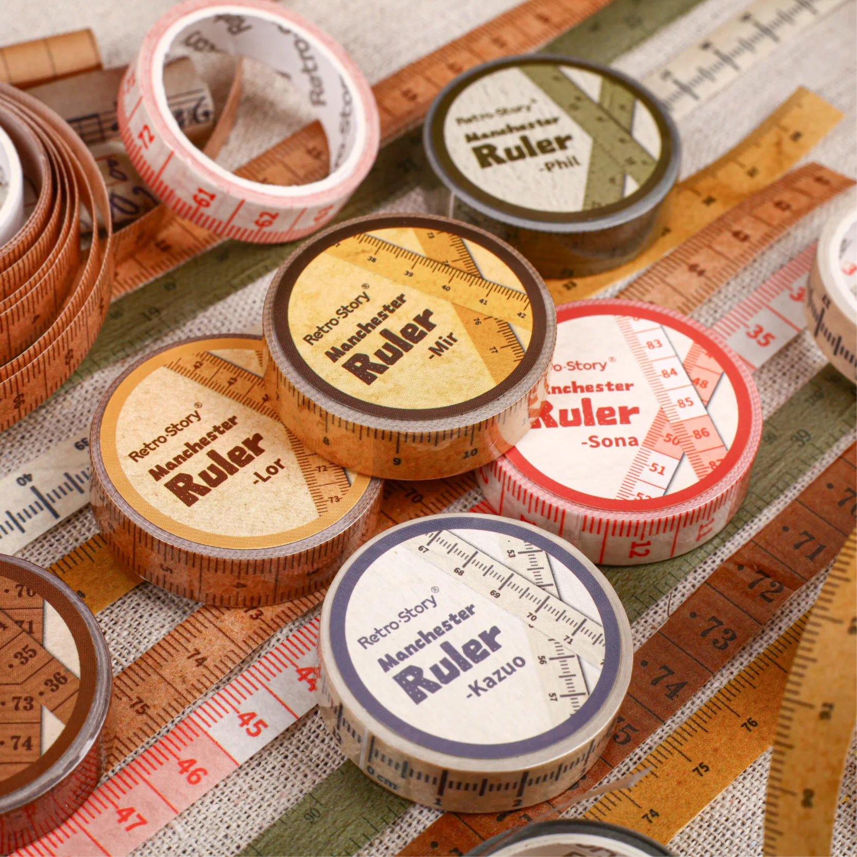 

1 Roll Vintage Measuring Tape Theme Washi Tape for Journal Scrapbooking DIY Collage Art Phone Case Decoration