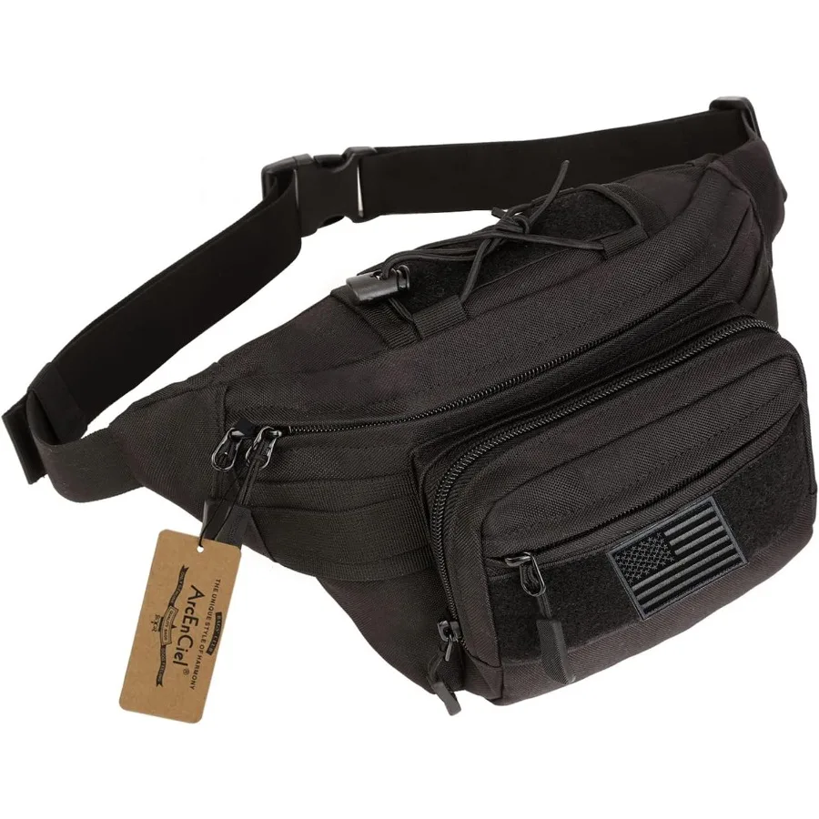 男性用タクティカルファニーパック-ウエストバッグ-ミリタリーヒップベルト-アウトドアハイキング-フィッシングバムバッグ-パッチ付き