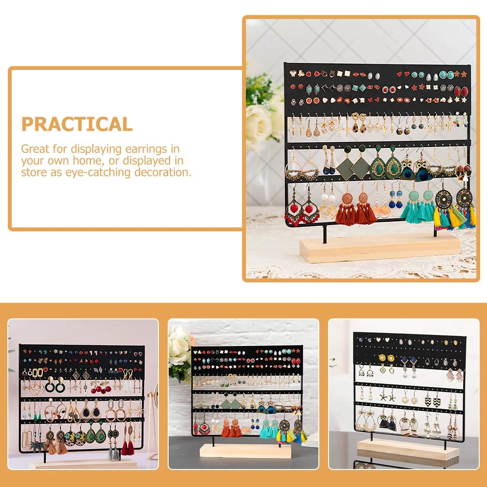 

144 Holes Jewelry Storage St Black Color Earring Display Holder ganizer For Home Supplies Multi Layer Necklace Rack