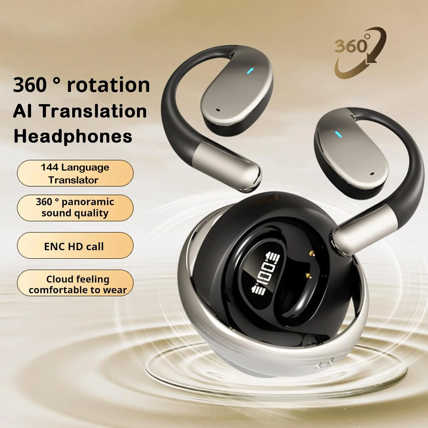 Real-Time AI Translation Earbuds,144 Language Translator Bluetooth Headset,  Sports Wireless headphones, for Travel, Business