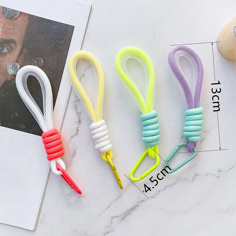 Lanyard Fluorescent Color Phone Strap Mesh Landyard For Bags Braided Strips Keycord Hanging Trousers Accessories Keychain