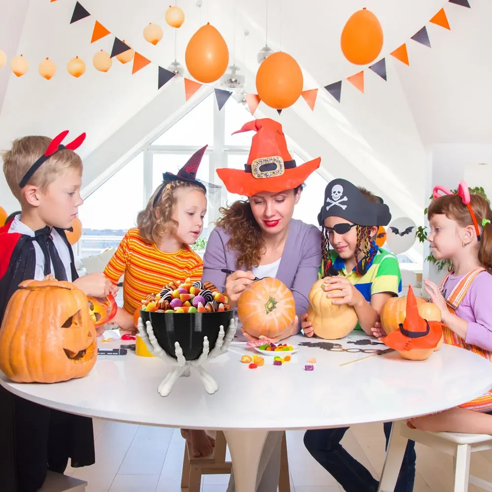 هالوين وعاء الحلوى القوطية الهيكل العظمي الأيدي الحلوى تخزين حامل متعدد الوظائف هالوين حامل مُنظِم ديكور المنزل مخيف #4