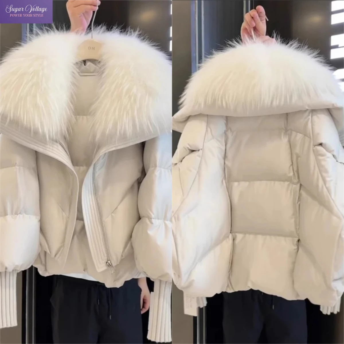 

Корейское шикарное зимнее пальто в стиле ретро, женское свободное пальто с длинным рукавом на молнии и воротником из искусственного меха, короткая куртка-пуховик, теплая толстая стеганая верхняя одежда