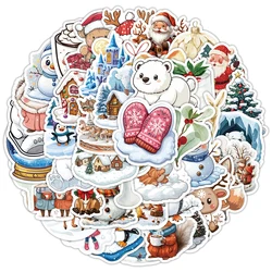 10/30/50pcs Cute Winter Christmas Snowman Elk Stickers Cartoon Decals Scrapbook Luggage Phone Suitcase Bike Kids Toys Waterproof