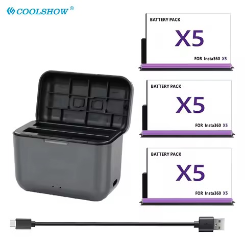 2800mAh Battery For Insta360 X5 Battery Box Camera 360 Panoramic Action Accessories Batteries Charger For Insta360X5 Battery
