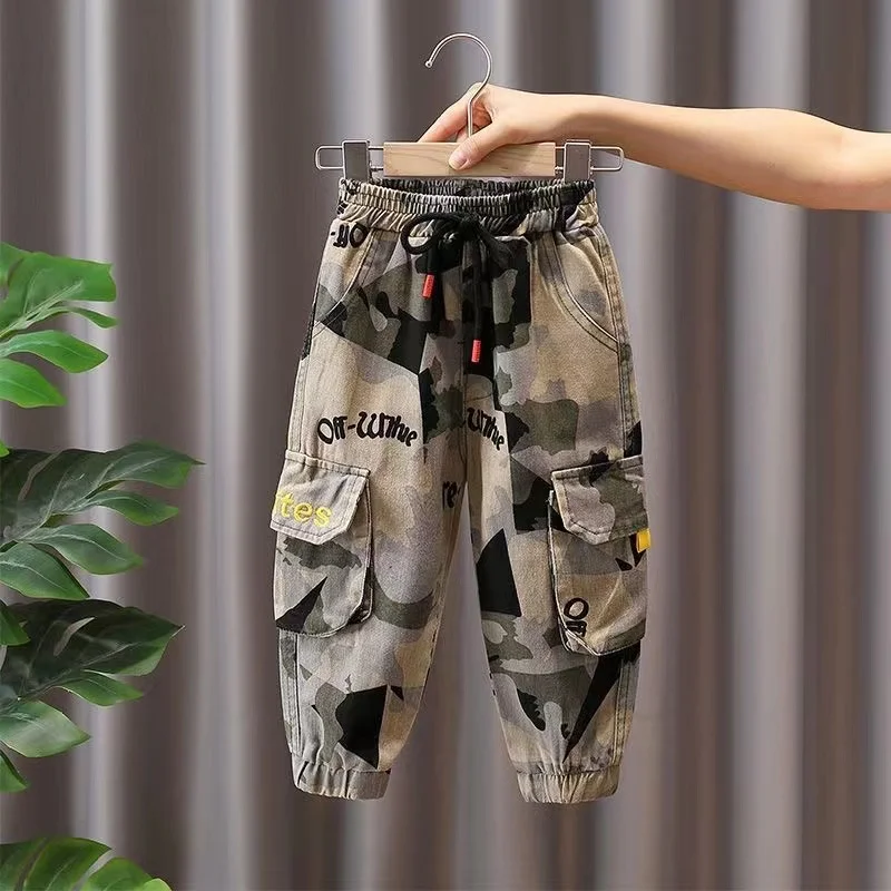 Cotton Pants CamouflageOveralls Boys Casual Cargo Pants High Quality Cotton Overalls Military Style Tactical Camouflage Trousers