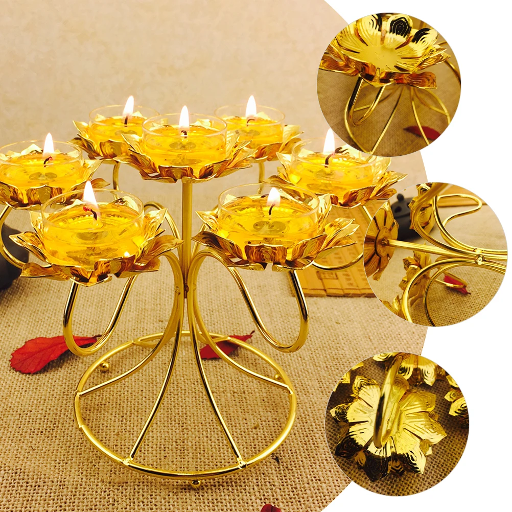 

Lotus Shaped Metal Holder Heat Resistant Alloy Decorative Tealight Candlestick Vintage Style Tabletop Household