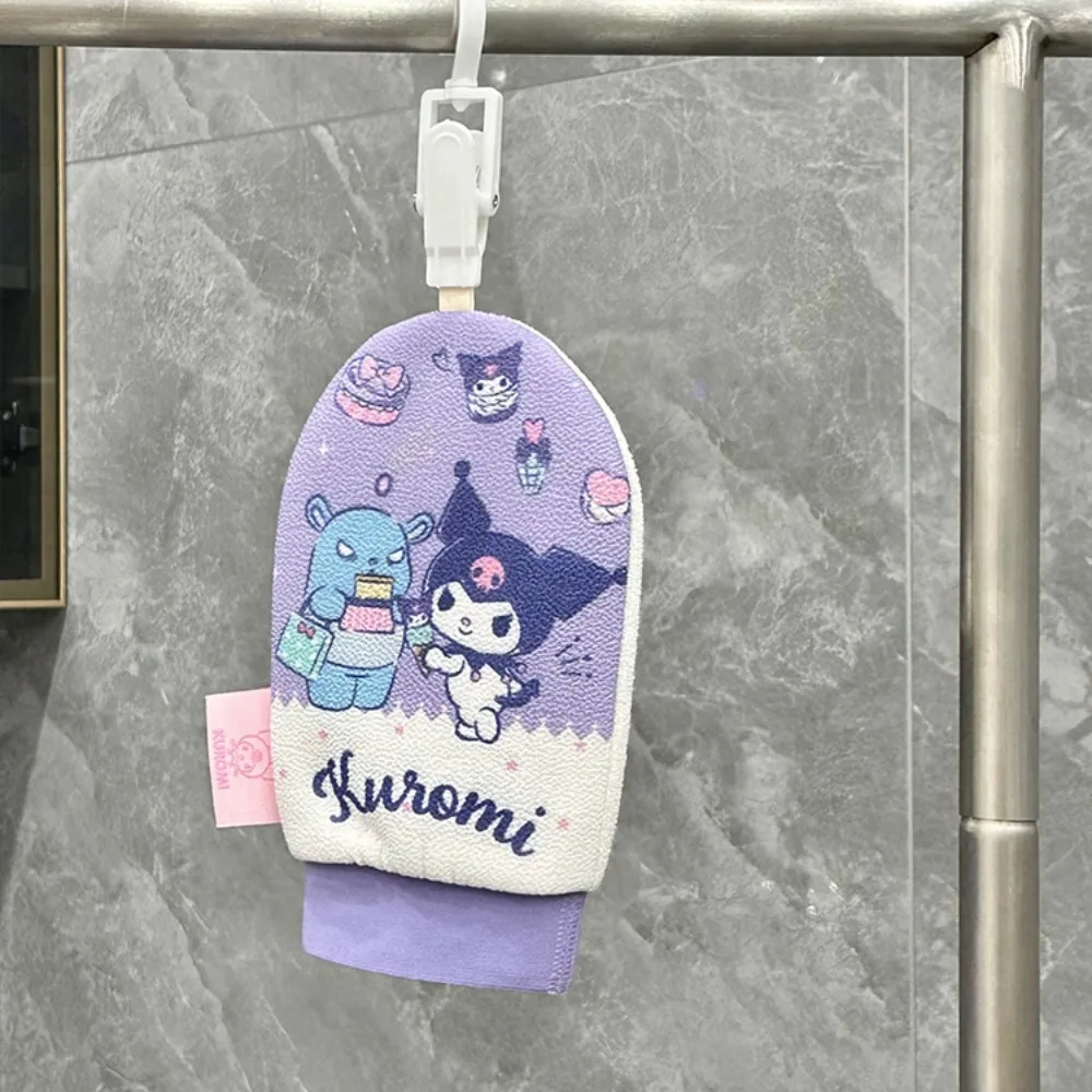 Kawaii Kuromi Exfoliating Glove Loofah Sanrio My Melody Cinnamoroll Anime Exfoliating Mitt Body Scrubber for Bath and Shower