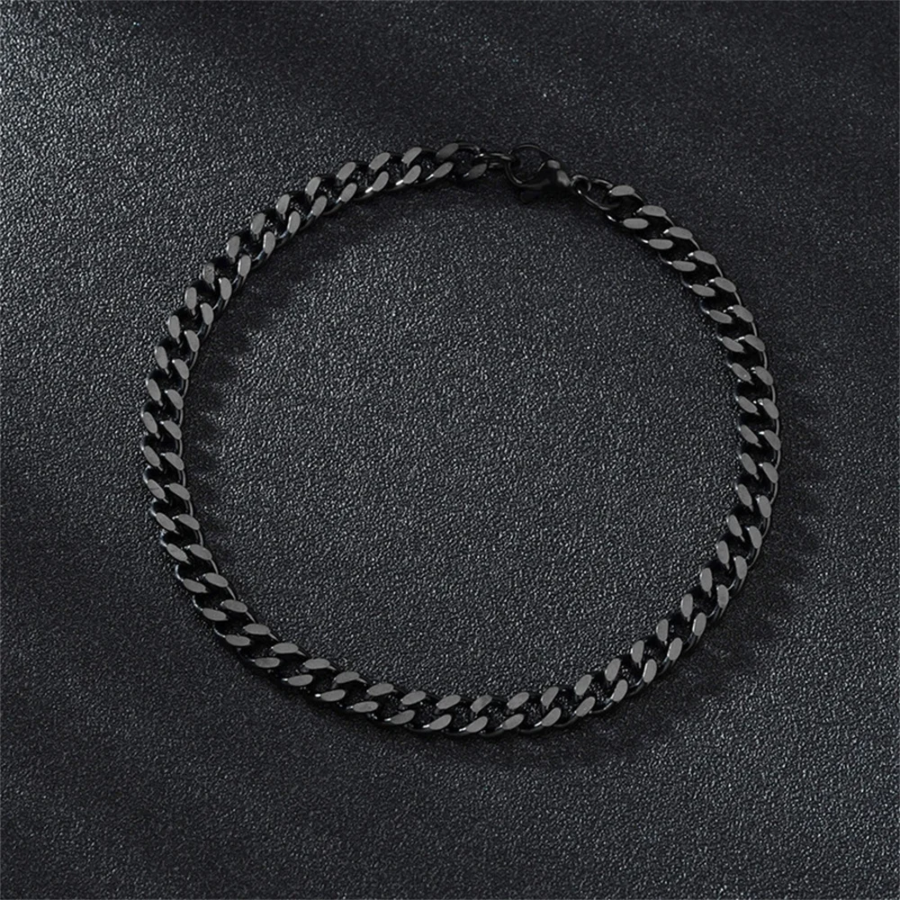 Hip-Hop Edelstahl Kubanische Gliederkette Armband für Frauen 3 5 7 mm Einfaches Edelstahl Herren Armband Goldfarben Schmuck – Detail 11