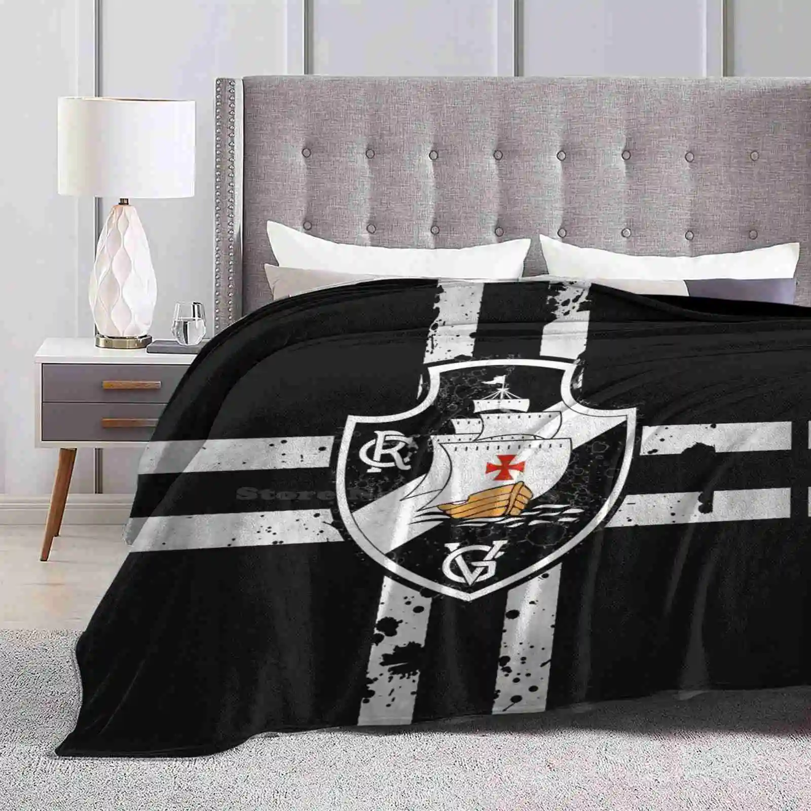 Vasco (Black-Ink) New Arrival Fashion Leisure Warm Flannel Blanket Cr Vasco Da Gama Futebol Soccer