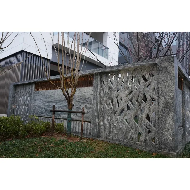 Modern Wave Pattern Light Grey Eco Friendly Granite Slab Natural Stone Polished Sandblasted Finish For Yard Applications