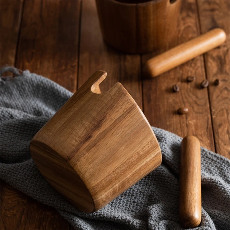 Caja de café de madera absorbente de golpes para Barista, papelera de basura duradera, envío directo