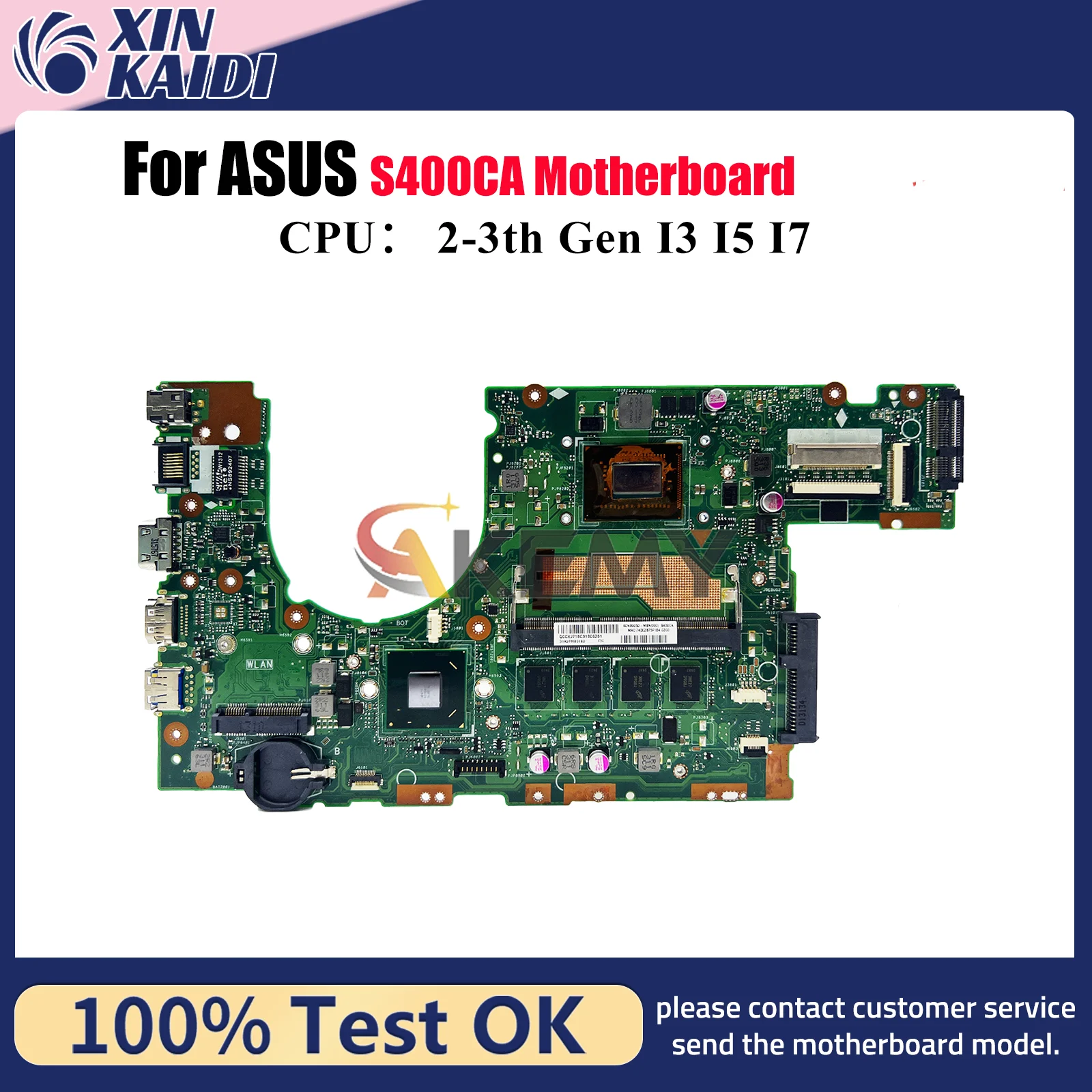 

S400CA Laptop Motherboard For ASUS VivoBook S400C S400CA Notebook Mainboard With I3 I5 I7 CPU 100% tests OK fast shipping stk