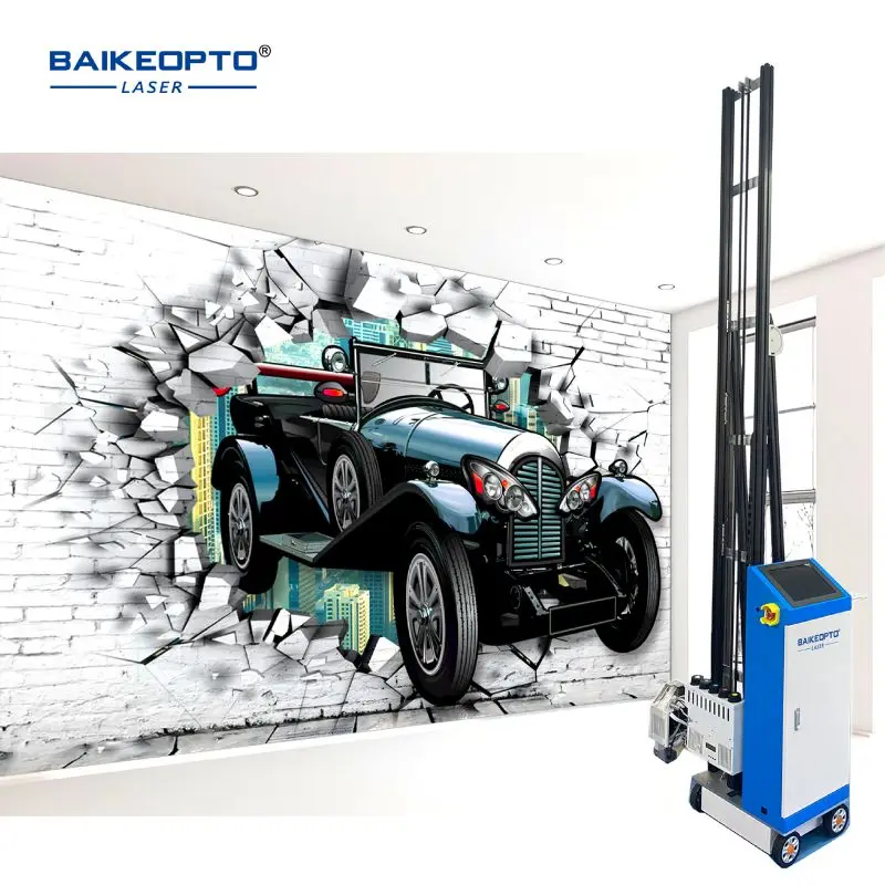 Automatic Indoor Outdoor Wall Arts Drawing CMYK UV Inject 3D Double Nozzles Direct Mural Painting Printers Machine