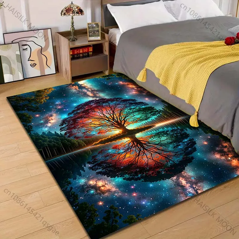 1PC Tree of Life under the Stars Pattern Rug Carpets for Bedroom Living Room Sofa Mat Creative Door Mat Cloakroom Home Decor