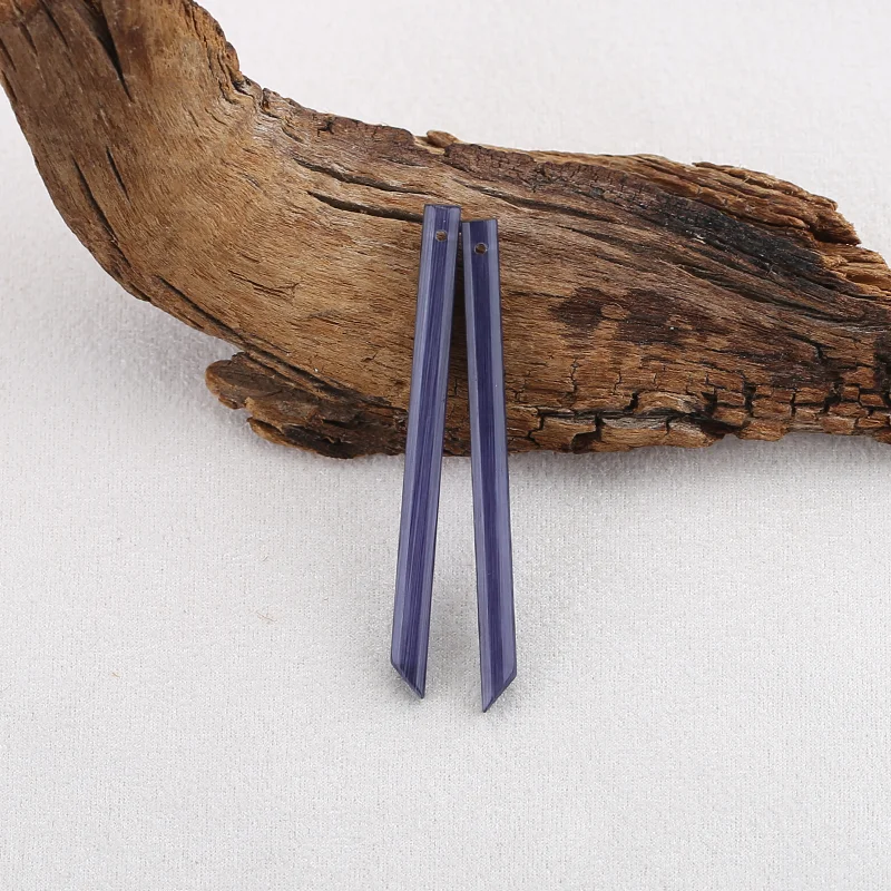 Natural Purple Cymophane Long Strip Earrings Beads for Jewelry Making, Handmade Natural stones beads