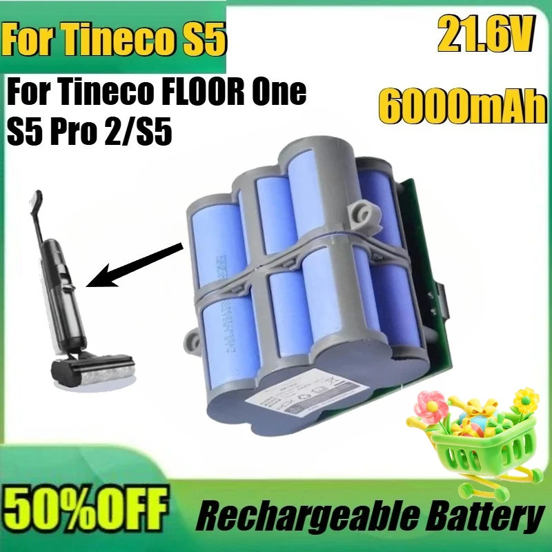 

Сменный аккумулятор 21,6 В, 4000 мАч, 6000 мАч для Tineco FLOOR ONE 2,0 S5 PRO 2 S5 Smart S5, аксессуары для парового скруббера, запчасти