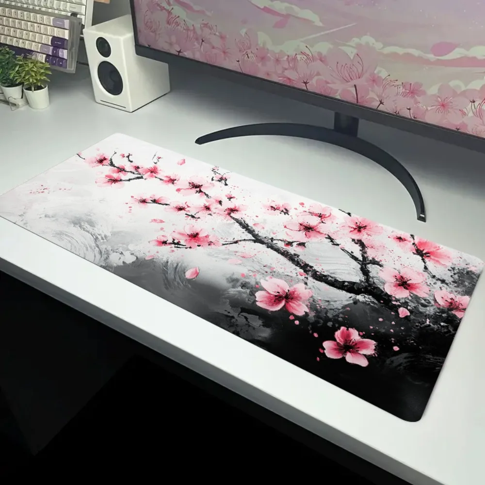 Alfombrilla de ratón Sakura de gran tamaño, accesorio de decoración para oficina y escritorio de juegos, accesorios para escritorio, decoración, configuración para gamers