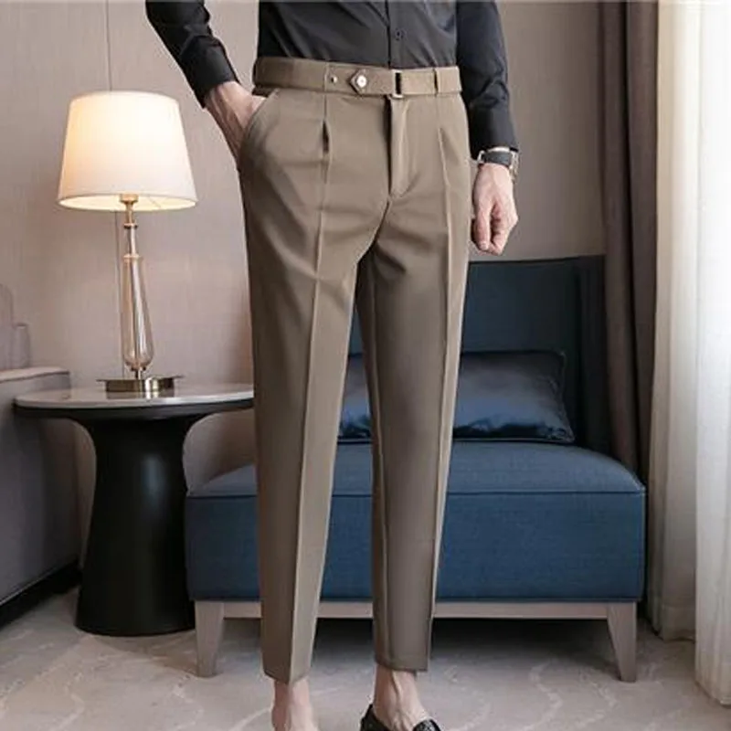 New Spring and Autumn Fashion Trend Korean Version Handsome Design Sense High End Solid Color Versatile Casual Style Men\'s Pants