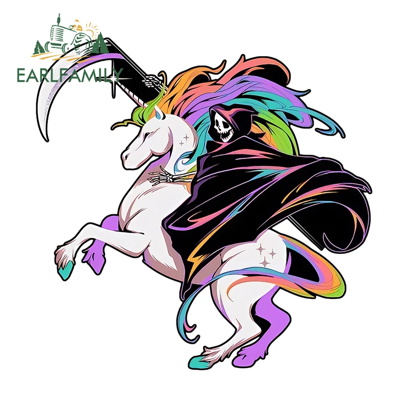 EARLFAMILY 13cm X 12.9cm for Death and The Rainbow Horse Car Refrigerators Decals Bold Scratch-Proof Car Styling Decoration